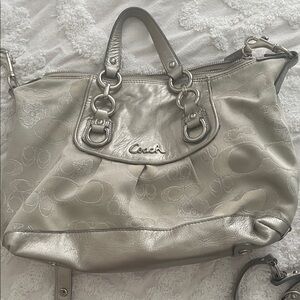 Coach Metallic Silver Shoulder Bag